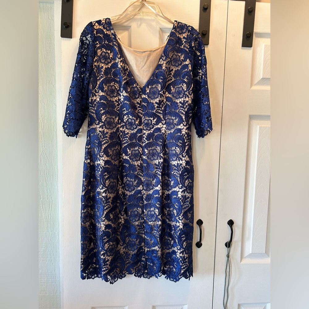 Elegant Blue Lace Dress with full lining. - Picture 2 of 12